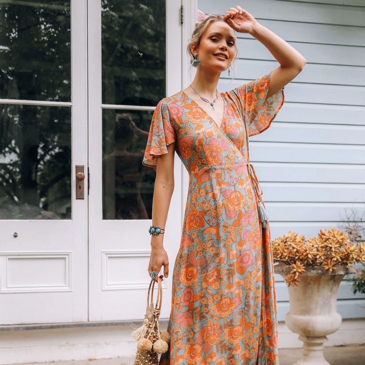 Robe fleurie multicolore