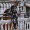 Robe Mi-Longue Fleurie Noire