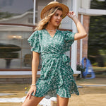 Robe Maxi Portefeuille Fleurie à Volants - Vignette | Robe Fleurie