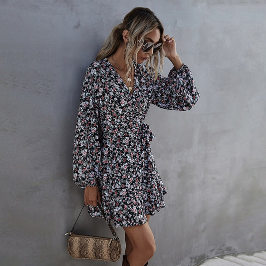 Robe à Fleurs Rouge et Noir