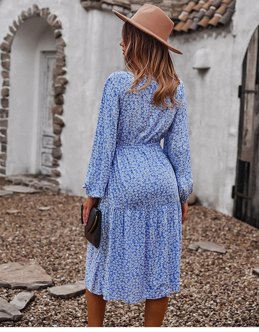 Robe Fluide Fleurie Mi-Longue