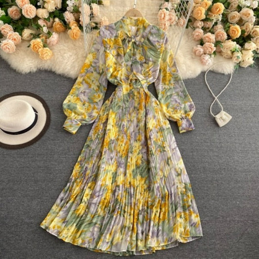 Robe Fleurie Col Cavalière
