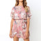 Robe Courte Fleurie Rose Pastel