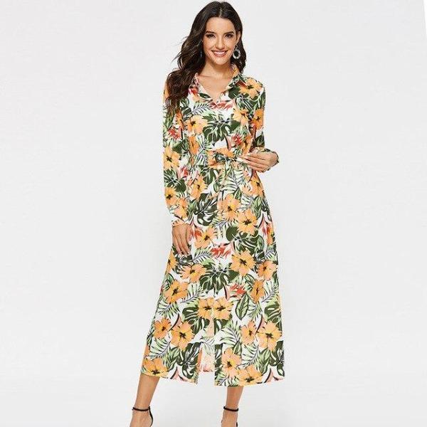 Robe fleurie manche longue