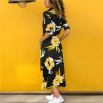 Robe Longue Col Chemisier Fleurie - Vignette | Robe Fleurie